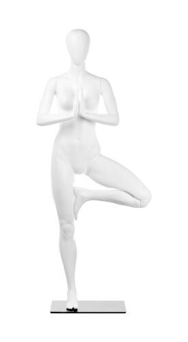 A mannequin in a yoga pose. Fusion Olympus collection.