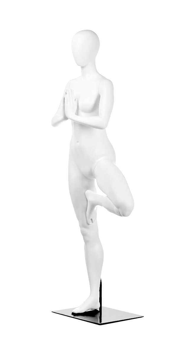 A mannequin in a yoga pose. Fusion Olympus collection.