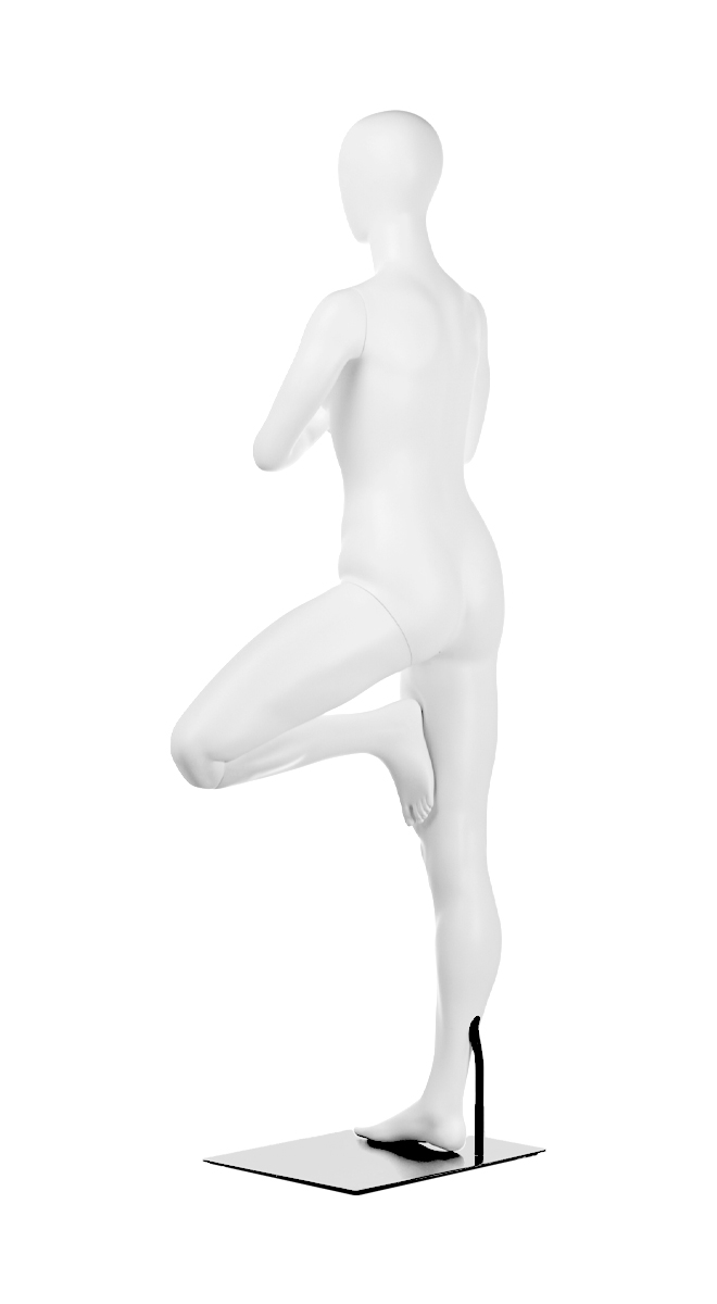 A mannequin in a yoga pose. Fusion Olympus collection.