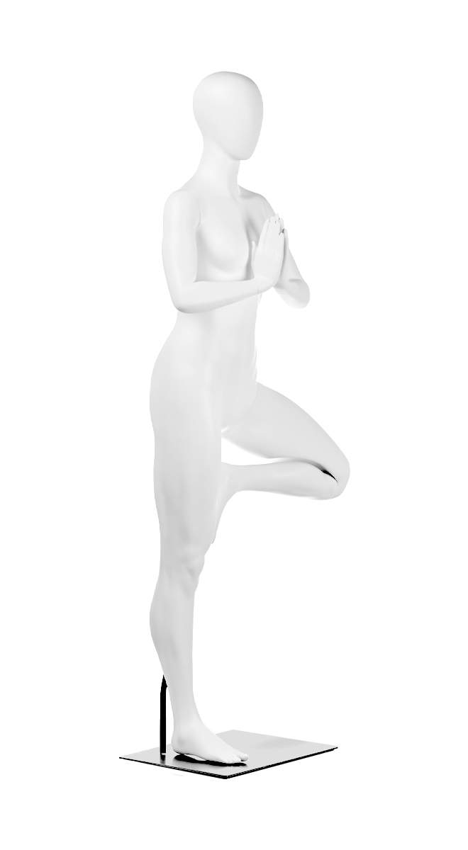 A mannequin in a yoga pose. Fusion Olympus collection.