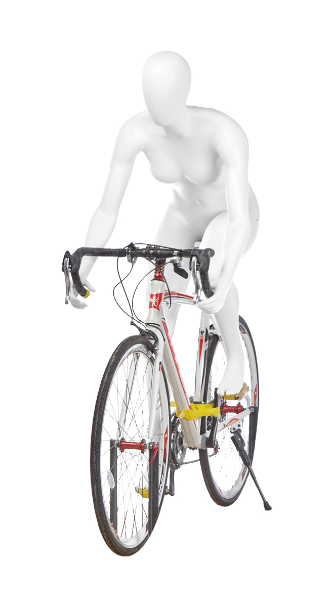 A mannequin cycling. Fusion Olympus collection.